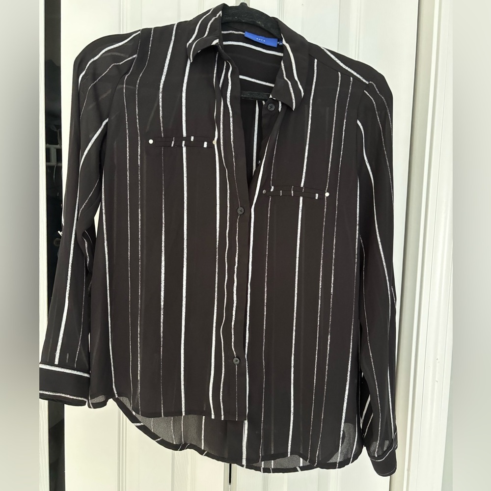 Apt. 9 Black Shirt with White Stripes